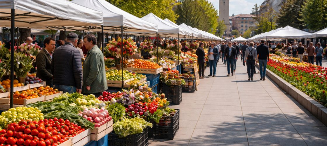 Piața Producătorilor Olteni, redeschisă la Slatina/ Ministrul Agriculturii: „Îndemn românii să cumpere de la producătorii locali”