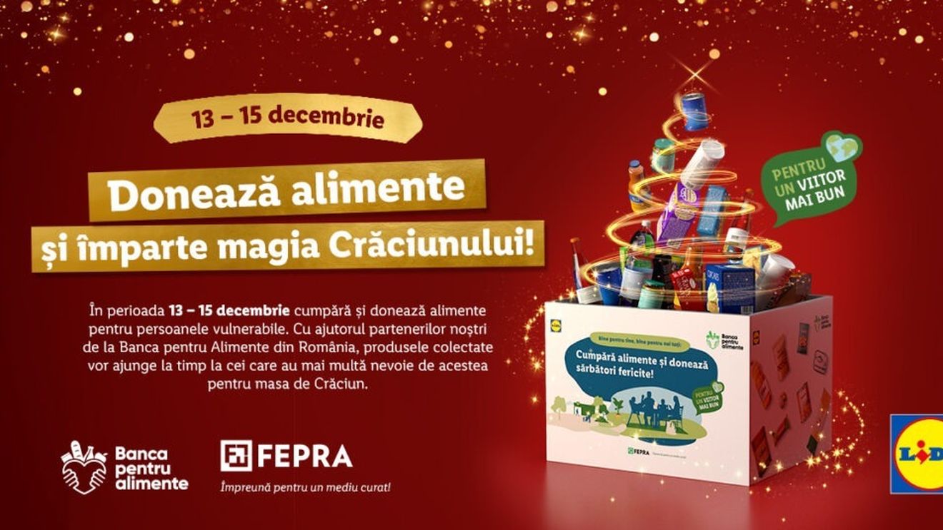 Lidl România organizează cea de-a unsprezecea colectă de alimente și invită clienții să sprijine comunitățile defavorizate din România de sărbători
