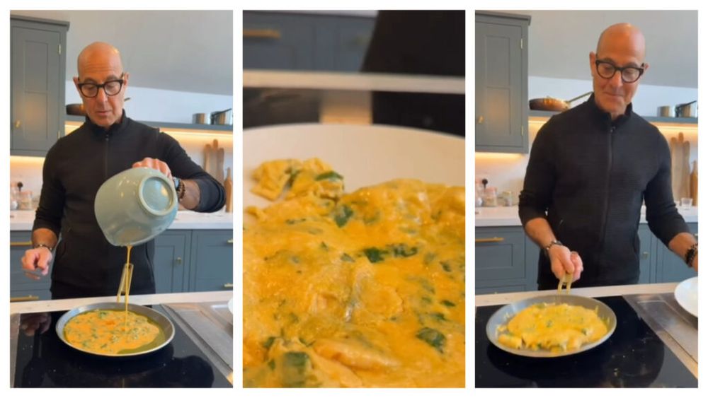 Frittata „dezordonată” a lui Stanley Tucci cu doar 3 ingrediente, gata în câteva minute /  Rețeta actorului a devenit virală pe Instagram.