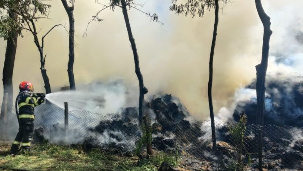 30 de tone de furaje distruse de foc/Incendiul s-a produs în Plopenii Mari, județul Botoșani