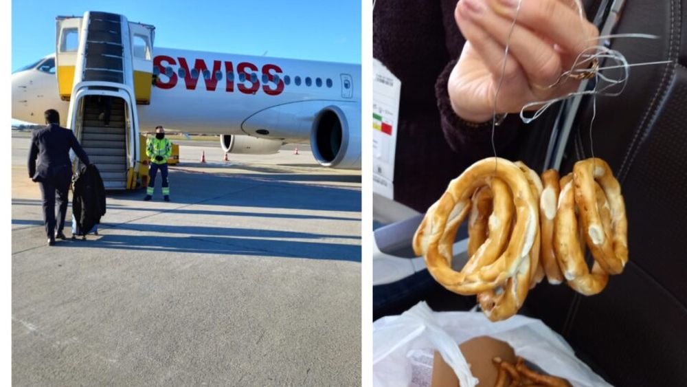 REPORTAJ | LX1885 sau fața nevăzută a celei mai lungi curse București-Zurich!  Majoritatea pasagerilor mergeau în vizită la rude cu produse tradiționale de Crăciun / Luminița din Buzău a oferit „colegilor de suferință” din covrigii pregătiți pentru nepoți: „Le duc tobă, lebăr, cârnați și, bineînțeles, sarmale. Toate făcute în casă, din porcul tăiat de noi” (FOTO)