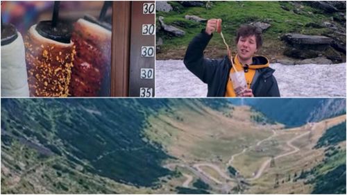 VIDEO | Cum a prezentat un tânăr român din Spania, celebrul kürtőskalács spaniolilor, filmând în zăpadă pe Transfăgărășan. „Mâncarea mea preferată”