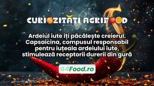 Curiozități agri-food 19 decembrie/Ardeiul iute îți păcălește creierul/Capsaicina, compusul responsabil pentru iuțeala ardeiului iute, stimulează receptorii durerii din gură
