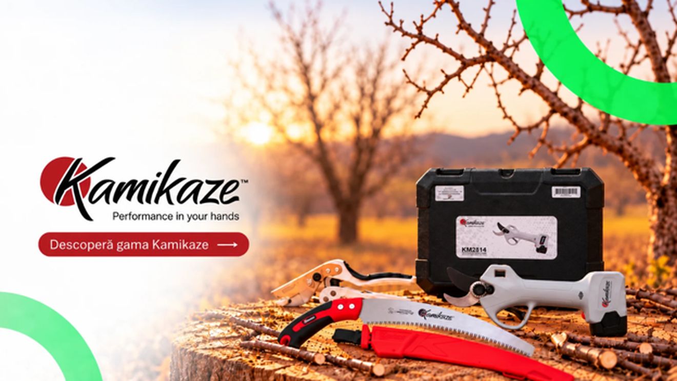 Kamikaze: tot ce ai nevoie, de la foarfeci electrice pomi până  la unelte pentru grădină