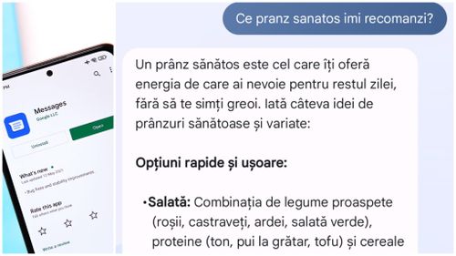 Gemini, integrat în aplicația Google Messages. Asistentul AI oferă inclusiv sfaturi alimentare / Ce prânz sănătos mi-a recomandat?