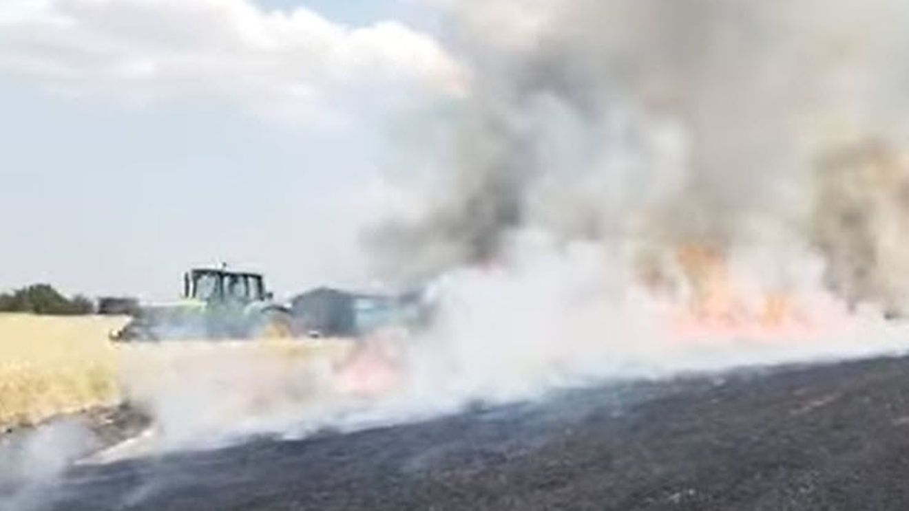 45 de hectare de cultură de grâu au ars în Basarabi, județul Dolj/ În sprijinul pompierilor au intervenit și patru tractoare