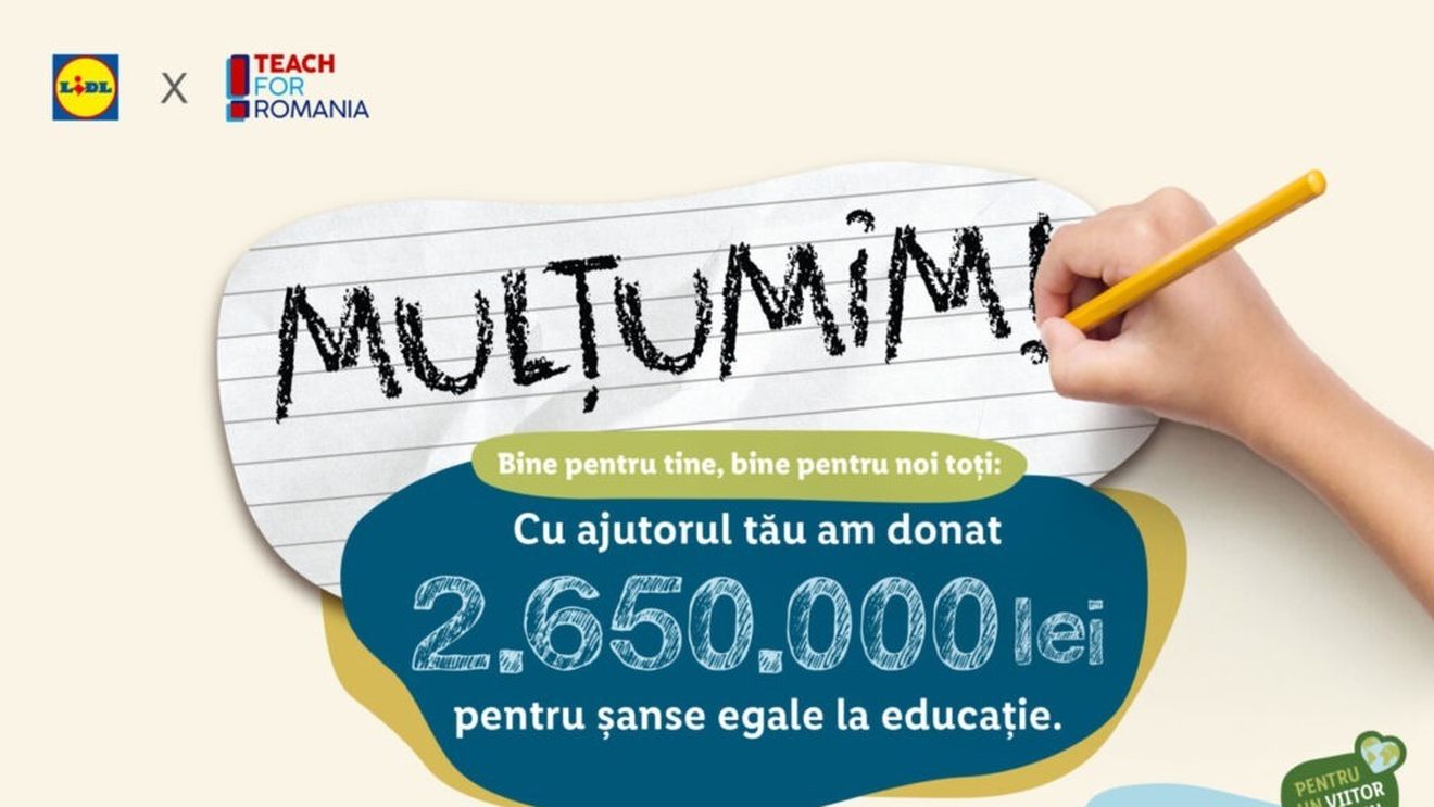 Cu sprijinul clienților săi, Lidl România investește 2,65 milioane de lei în educație de calitate prin programul Teach for Romania