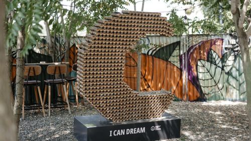 FOTO | Doze de aluminiu transformate în opere de artă, expuse în mai multe restaurante din București / Fiecare piesă transmite un mesaj inspirațional