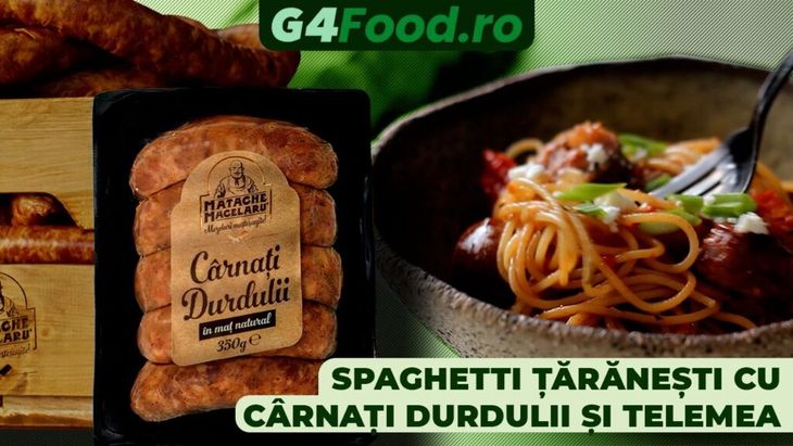REȚETĂ VIDEO | Spaghetti țărănești cu Cârnați Durdulii și telemea. Rețeta care transformă câteva ingrediente simple într-o masă plină de gust