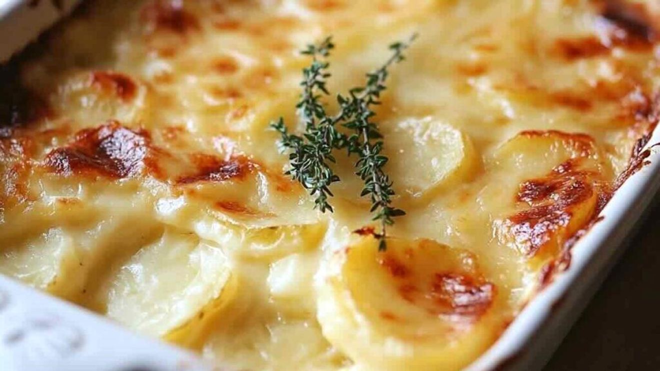 Cartofi în stil gratin dauphinois, versiunea originală a ceea ce numim „cartofi franțuzești”. Se prepară cu unt și smântână fermentată, ideal pentru cină, simplu sau ca garnitură