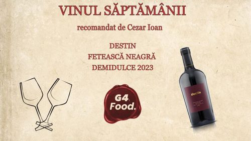 VIDEO | „Vinul săptămânii”: Destin – Fetească Neagră demidulce 2023, un vin cu profunzime și arome seducătoare / Cezar Ioan (wine-expert): „Recomand să fie băut un pic mai rece la 12, 13 grade, nu la 18 grade, cum s-ar bea, în mod obișnuit, un vin roșu”