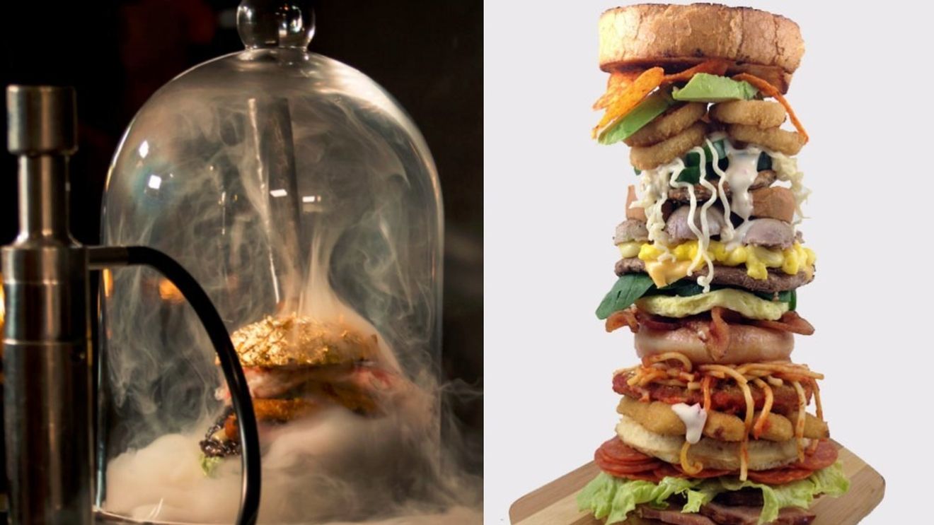 Cei mai extravaganți 10 hamburgeri de pe planetă. De la foiță de aur și broaște, la cărbuni, fum și alcool