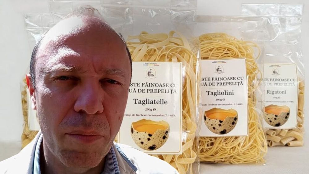 VIDEO | Soluția găsită de un antreprenor pentru surplusul de ouă de prepeliță: pastele / Antonie Vadim: „Fiecare 100g de paste uscate conțin circa 4 ouă de prepeliță sub formă uscată”