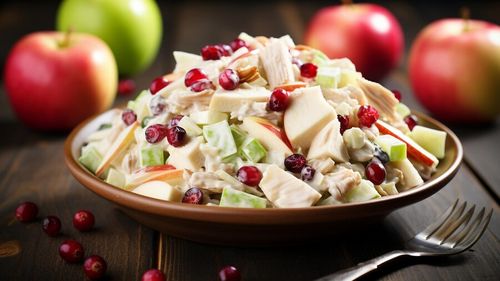 Caesar's salad în versiune și mai interesantă, de iarnă, cu adaos de mere și boabe de rodie. Cu sau fără piept de pui