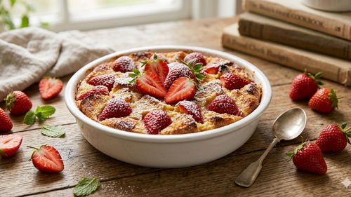 Budincă din cozonac cu fructe proaspete/ Rețeta pas cu pas pentru un desert anti-risipă