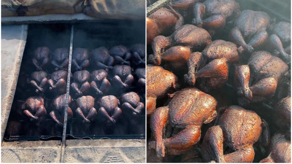 „Comfort food” într-un mediu post-apocaliptic: Un bucătar voluntar a prezentat imagini cu puii afumați pregătiți pentru militari ucraineni / Delicatesa, gătită aproape de linia frontului în Donețk / Cu ce marinează olandezul carnea?