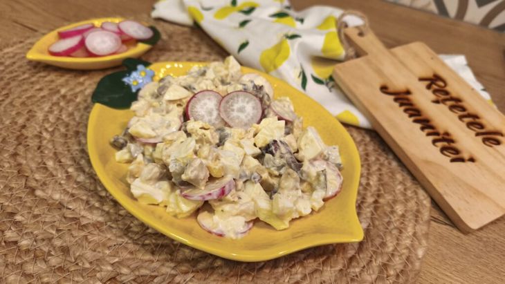 VIDEO | Salată de vară cu pui, legume variate și maioneză de casă. Pentru o variantă mai dietetică folosește sos de iaurt