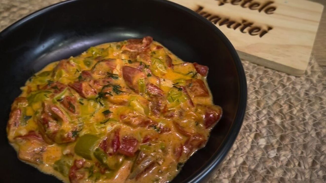 VIDEO | Rețetele Juanitei | Tocană de ardei copți cu sos de smântână/ Usturoiul și mărarul îi dau o aromă rustică/ E o perfectă garnitură pentru carne, orez sau cartofi, dar merge și cu o felie de pâine înmuiată în sos