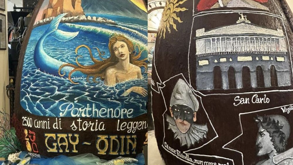 Orașul Napoli celebrează de Paște 2.500 de ani de existenţă printr-un ou de ciocolată gigantic, pe care apar desenate manual simboluri citadine mai vechi sau mai noi