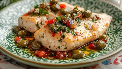 Idei pentru cină. Fileuri de merluciu cu măsline, preparat rapid într-o singură tigaie