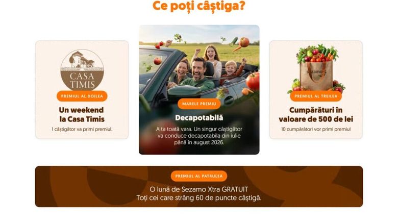 Supermarketul online Sezamo transformă cumpărăturile de sezon într-o cursă pentru o decapotabilă