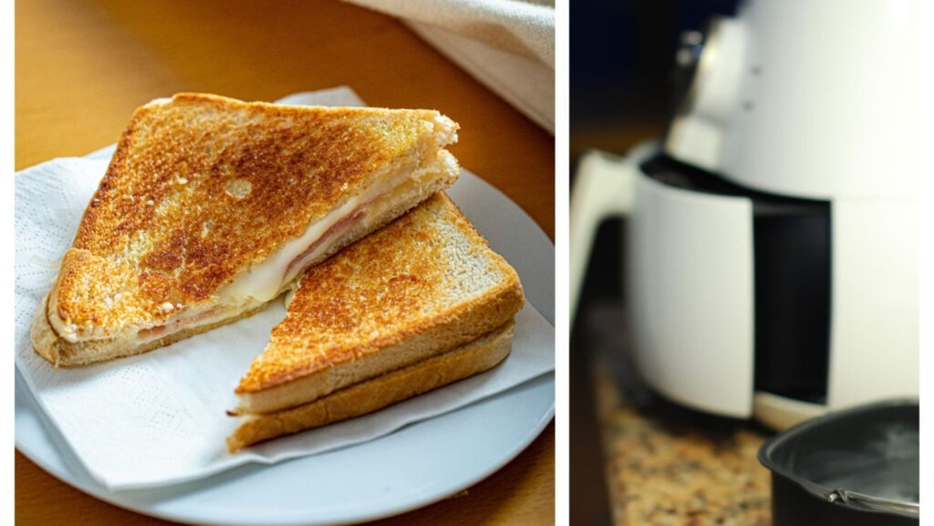 Mic dejun rapid gătit la friteuza cu aer cald: Sandviș crocant cu ou și brânză, ideal și pentru luat „pachet” la birou