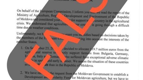 Ministrul moldovean al agriculturii infirmă un pretins document din partea Comisiei Europene care circulă în online/Spune că este un fals