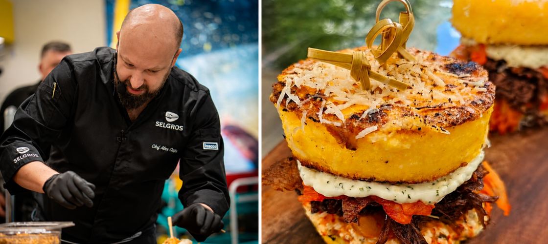 Chef Alex Cîrtu a surprins la BurgerFest cu un „Polenta Burger” din mămăligă, rață confiată și kimchi: „S-a mâncat, s-a aplaudat și tot tacâmul!”