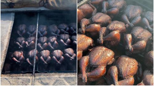 „Comfort food” într-un mediu post-apocaliptic: Un bucătar voluntar a prezentat imagini cu puii afumați pregătiți pentru militari ucraineni / Delicatesa, gătită aproape de linia frontului în Donețk / Cu ce marinează olandezul carnea?