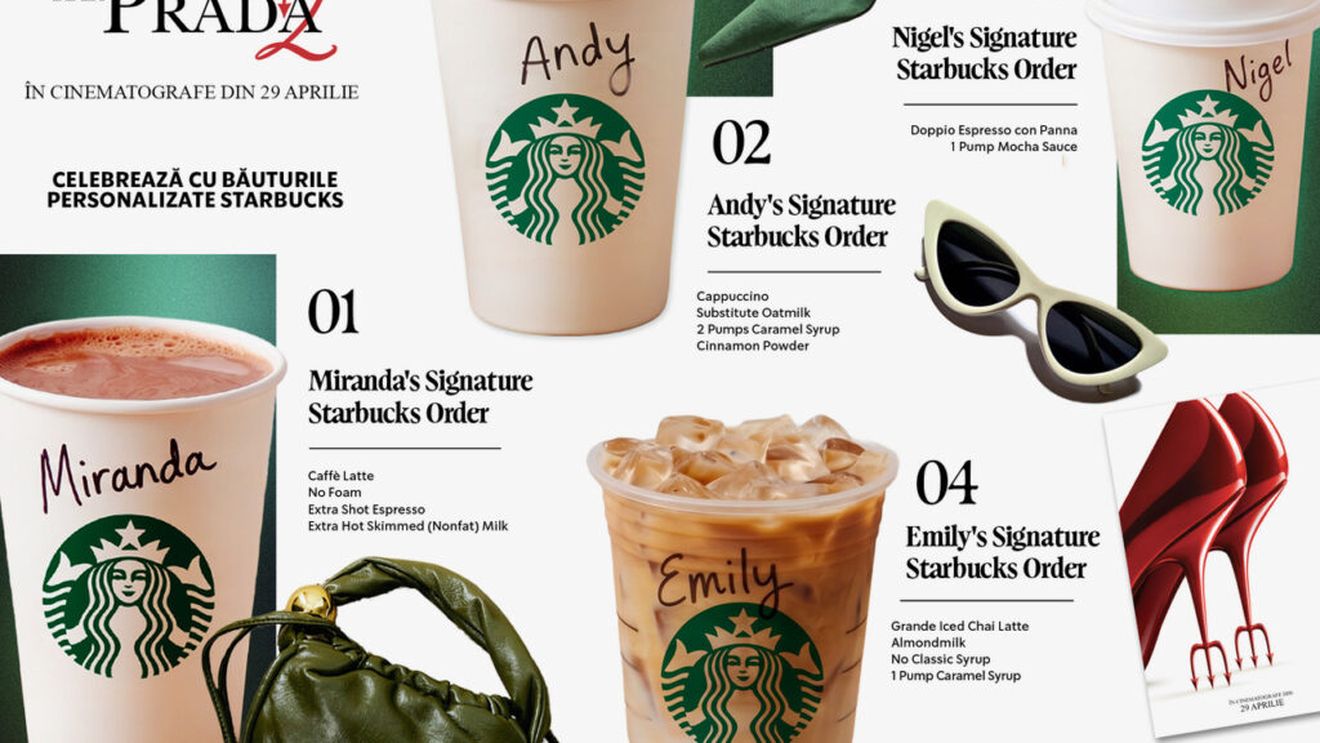 Starbucks lansează o colecție de băuturi inspirată de „The Devil Wears Prada 2”, în cadrul unei campanii globale