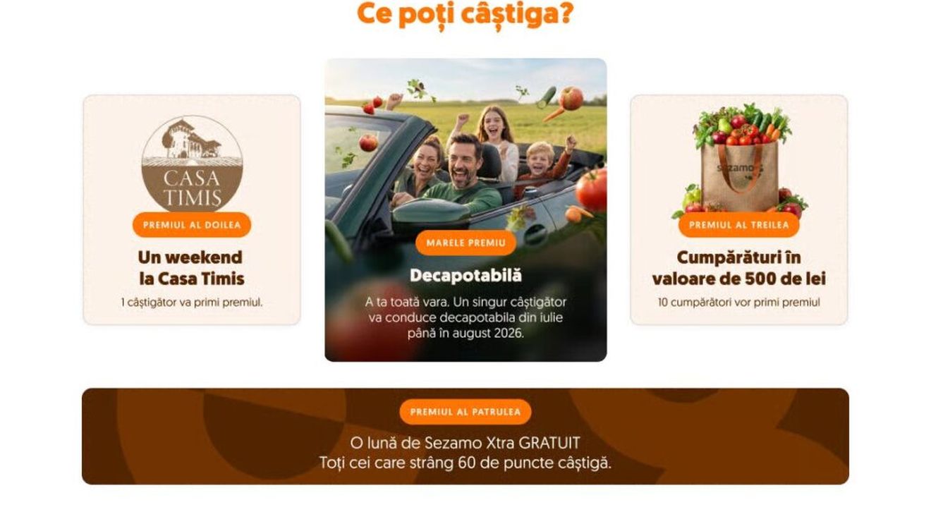 Supermarketul online Sezamo transformă cumpărăturile de sezon într-o cursă pentru o decapotabilă