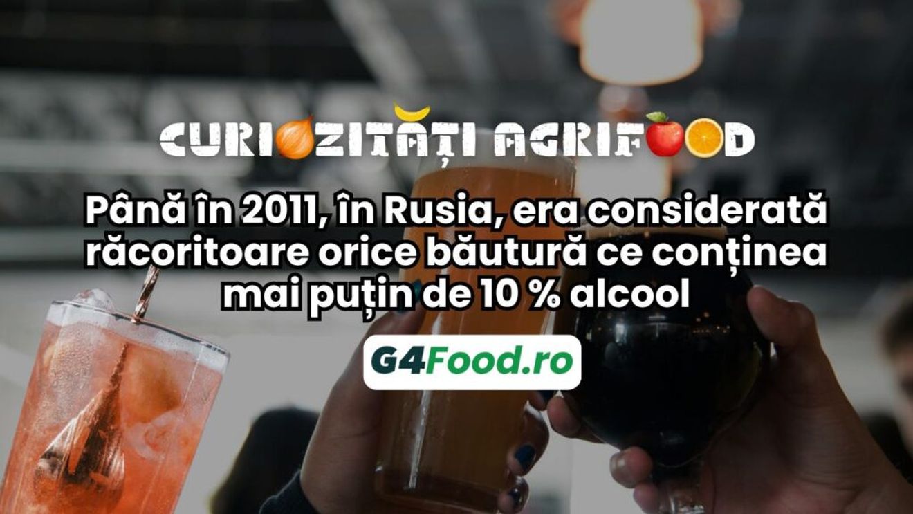 Curiozități agrifood - 23 septembrie: Până în 2011, în Rusia, era considerată băutură răcoritoare orice conținea mai puțin de 10 % alcool