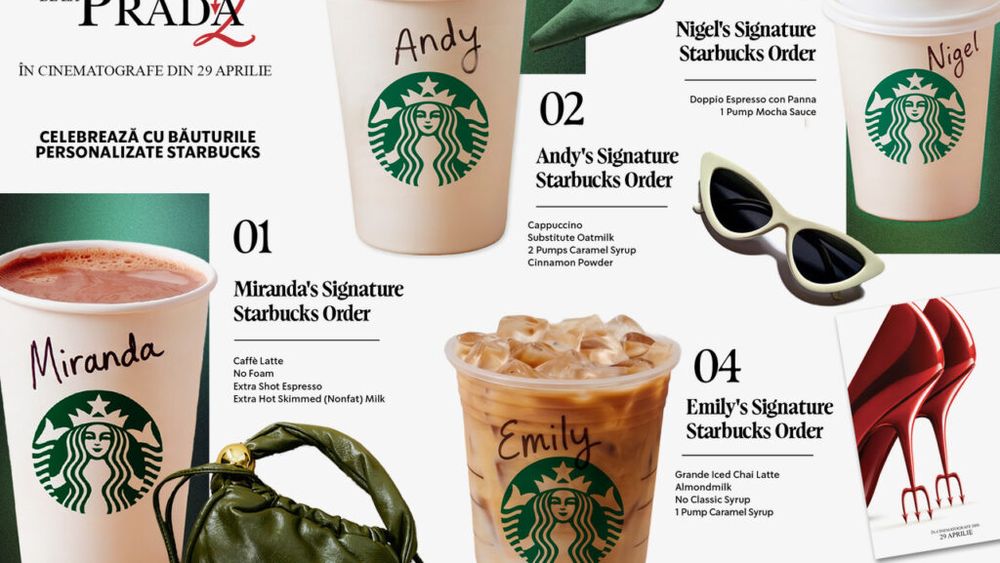 Starbucks lansează o colecție de băuturi inspirată de „The Devil Wears Prada 2”, în cadrul unei campanii globale
