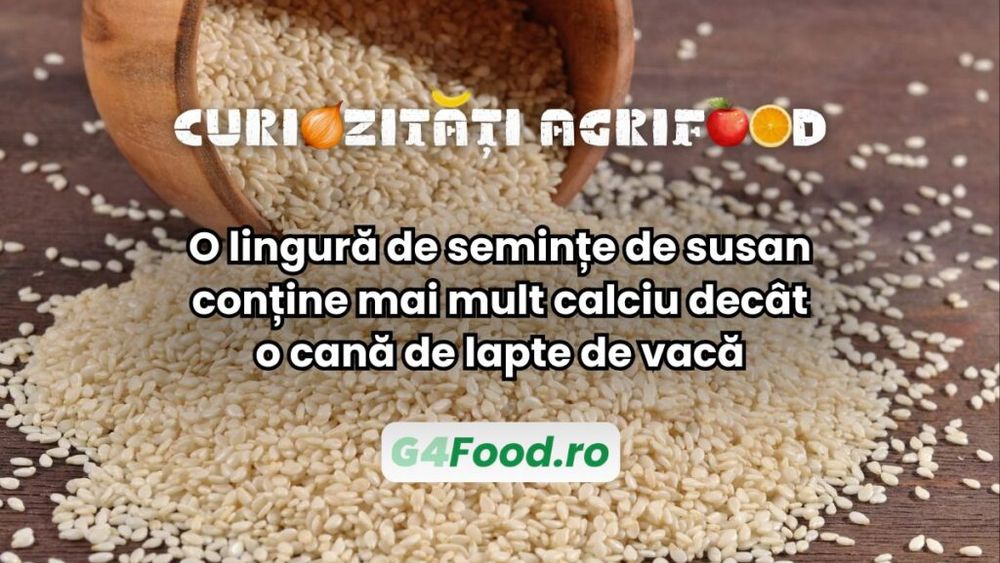 Curiozitate agri-food: O lingură de semințe de susan poate conține mai mult calciu decât o cană de lapte de vacă / Sunt o sursă excelentă de calciu, în special pentru cei care nu consumă lactate