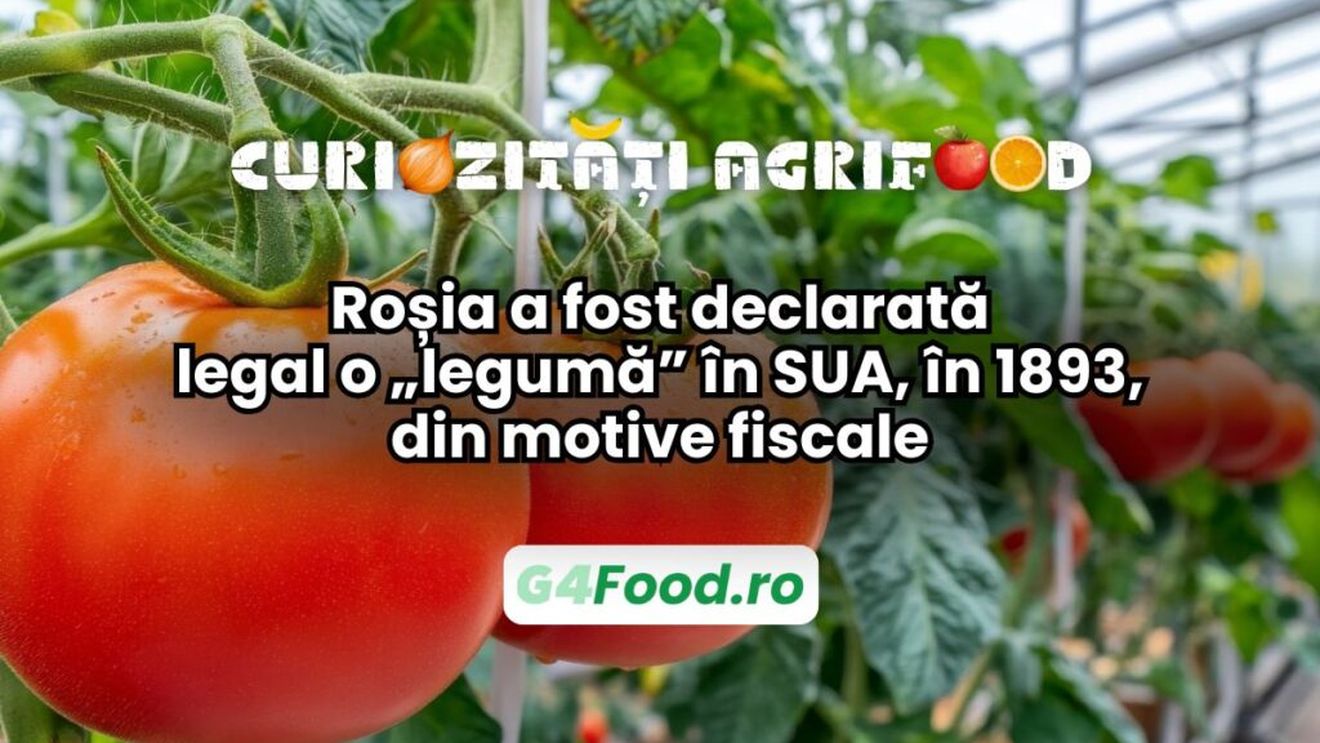 Curiozități agri-food 17 decembrie/Roșia a fost declarată legal o „legumă” în SUA, în 1893, din motive fiscale/Din punct de vedere botanic este un fruct și nu se impuneau taxe
