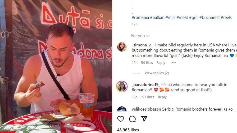 Balkan Dad, influencer sârb care promovează umorul, gastronomia și cultura din regiune, a realizat un clip despre mititeii de la cunoscuta terasă din Piața Obor - București / „Este cu adevărat o experiență românească”