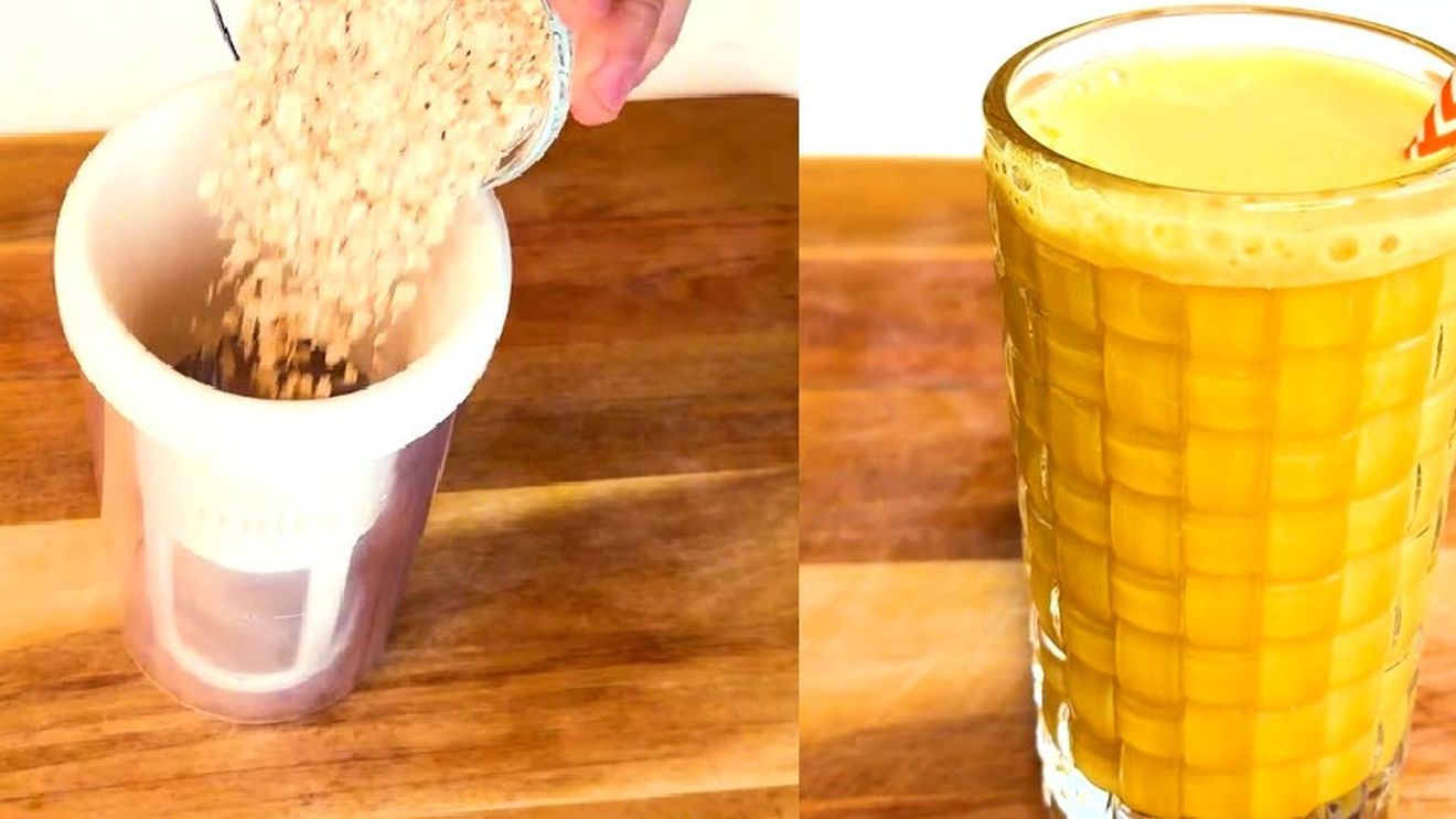 Curcuma latte cu fulgi de ovăz/ Un boost nutritiv, la micul dejun, când te pregătești pentru o zi obositoare/ Nu conține niciun fel de zahăr
