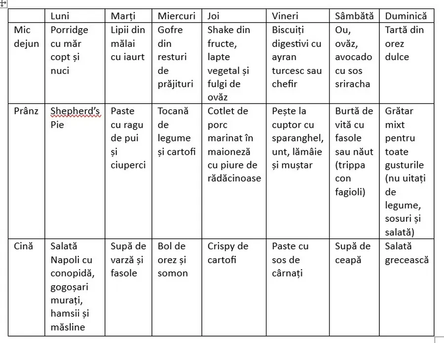 meniu satamanal