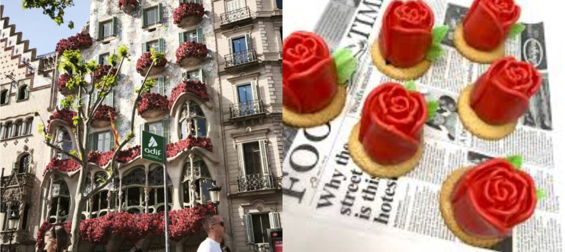 Sfântul Gheorghe la Barcelona/ Trandafiri pe casa lui Gaudi, ciocolată în formă de dragon și pâine în culorile steagului catalan