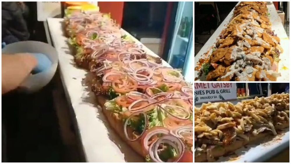 Sendvișul superdimensionat al unui restaurant sud-african a avut aproape 3 metri lungime / Ingredientele au costat 160 de dolari și a fost savurat de aproximativ 140 de persoane
