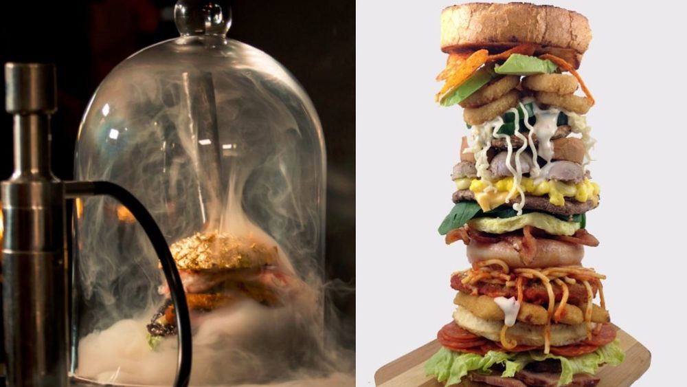 Cei mai extravaganți 10 hamburgeri de pe planetă. De la foiță de aur și broaște, la cărbuni, fum și alcool