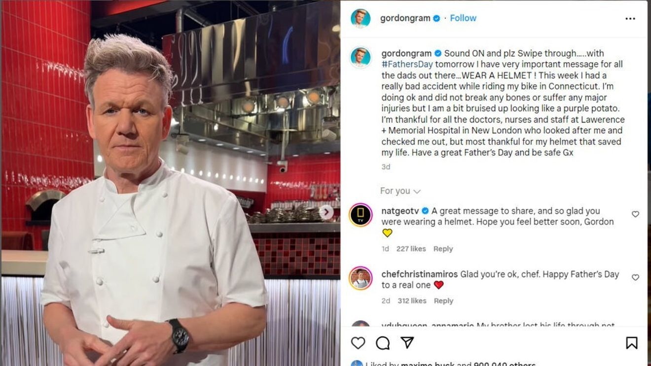 Bucătarii nu se accidentează în fața aragazului, ci în trafic. Celebrul chef britanic Gordon Ramsay dezvăluie că a fost victima unui grav accident de bicicletă în Statele Unite
