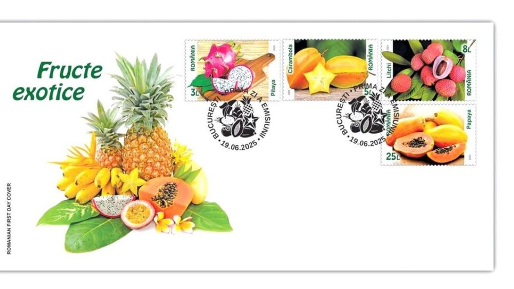 Emisiunea de timbre „Fructe exotice", disponibile de joi în magazinele Romfilatelia