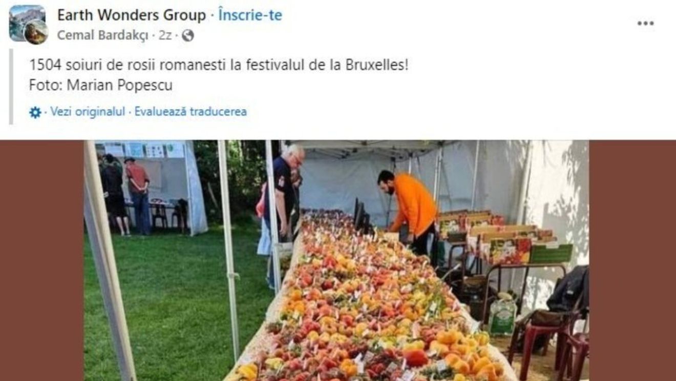 Fotografie virală cu „1.504 soiuri de roșii românești” expuse la Bruxelles / Știrea falsă, demontată
