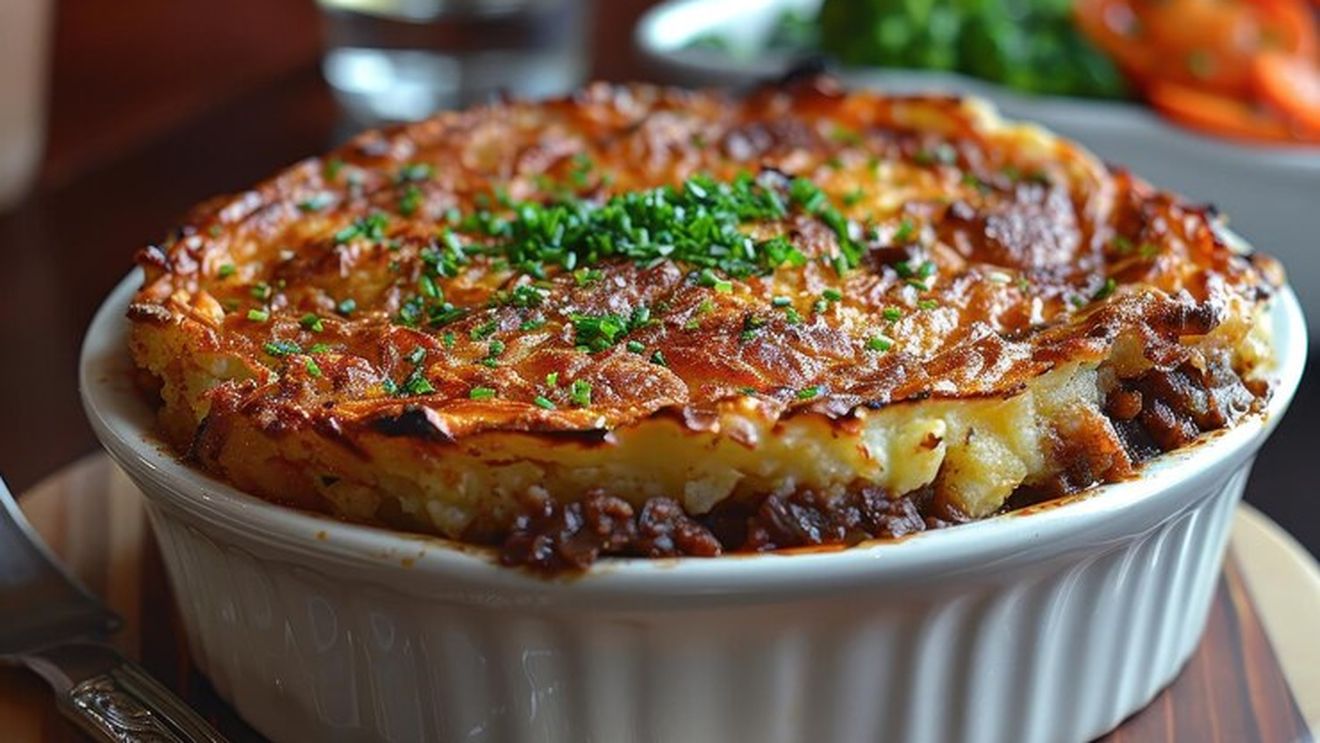 Prânzul de duminică: Pui parmentier - caserolă la cuptor din carne de pui între două straturi de piure de cartofi cu brânzeturi